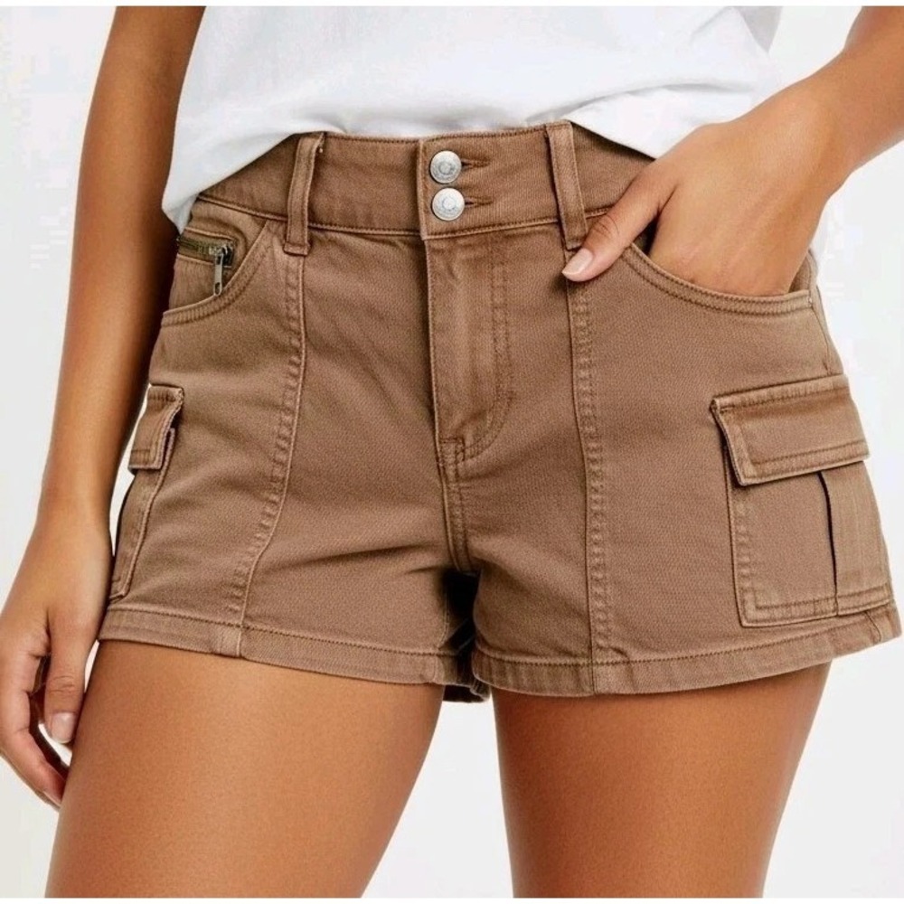 NWT Wild Fable Women's Brown Low Rise Cargo Camp Denim Shorts XXL